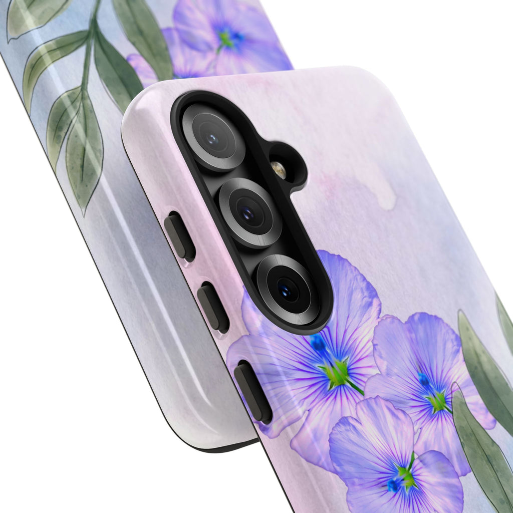 Coque de téléphone aquarelle florale – Bouquet de pétunias violets