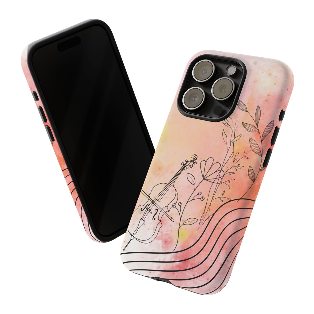 Étui Robuste Pour Violon Floral — Coque de Téléphone Musique Aquarelle