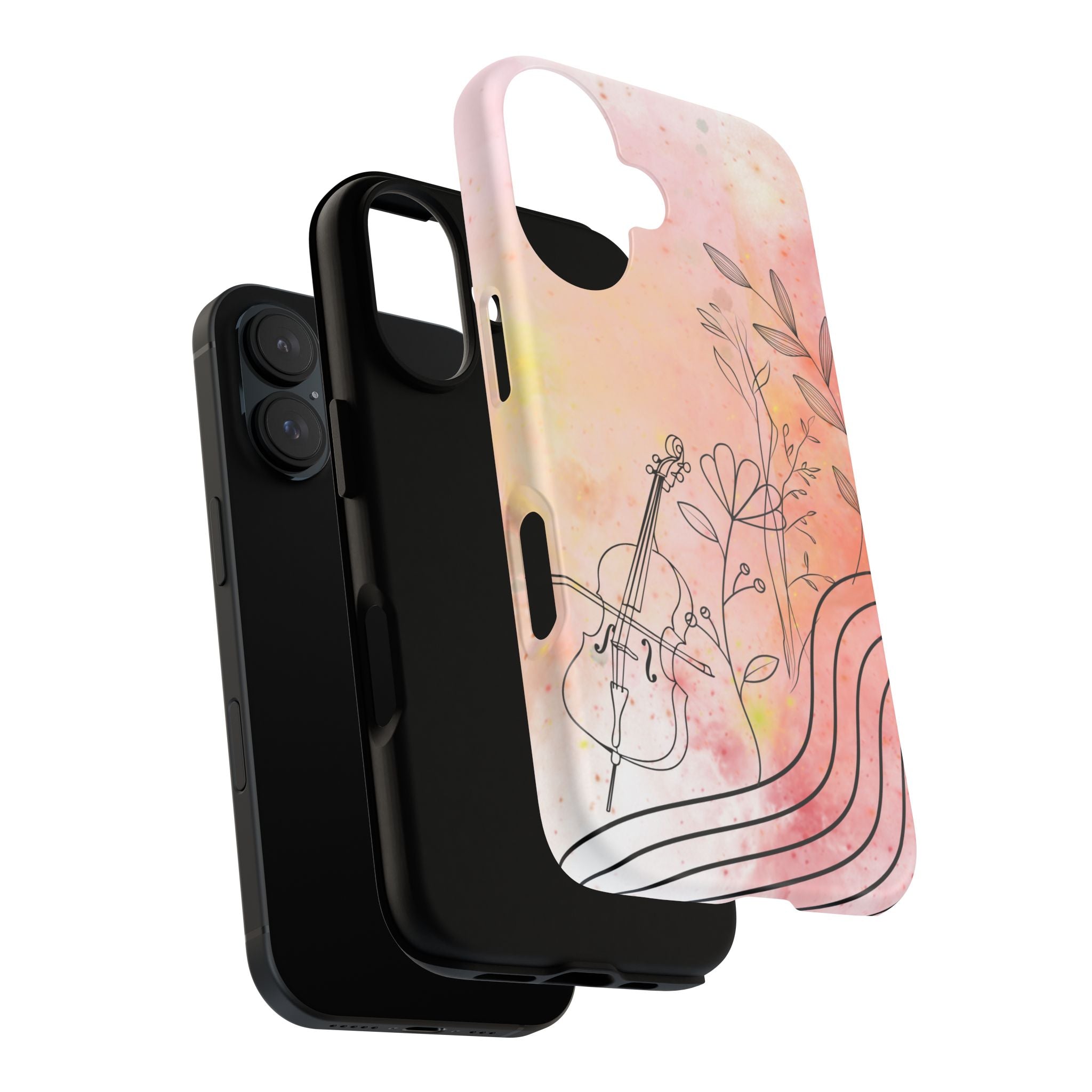 Étui Robuste Pour Violon Floral — Coque de Téléphone Musique Aquarelle