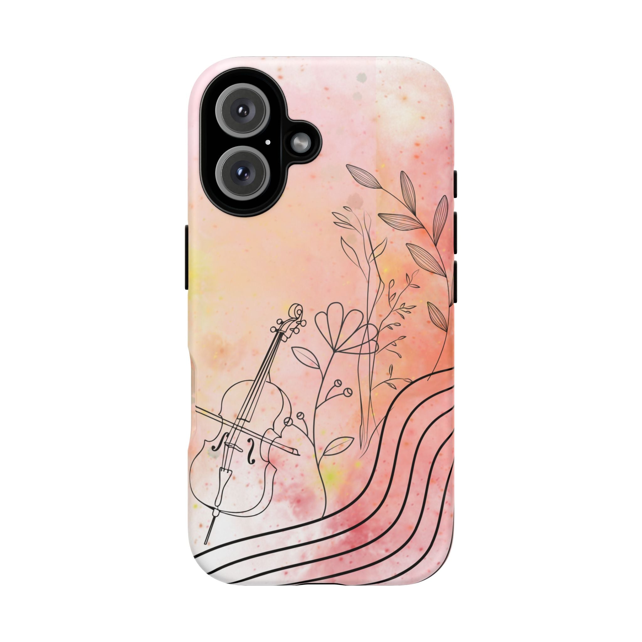 Étui Robuste Pour Violon Floral — Coque de Téléphone Musique Aquarelle
