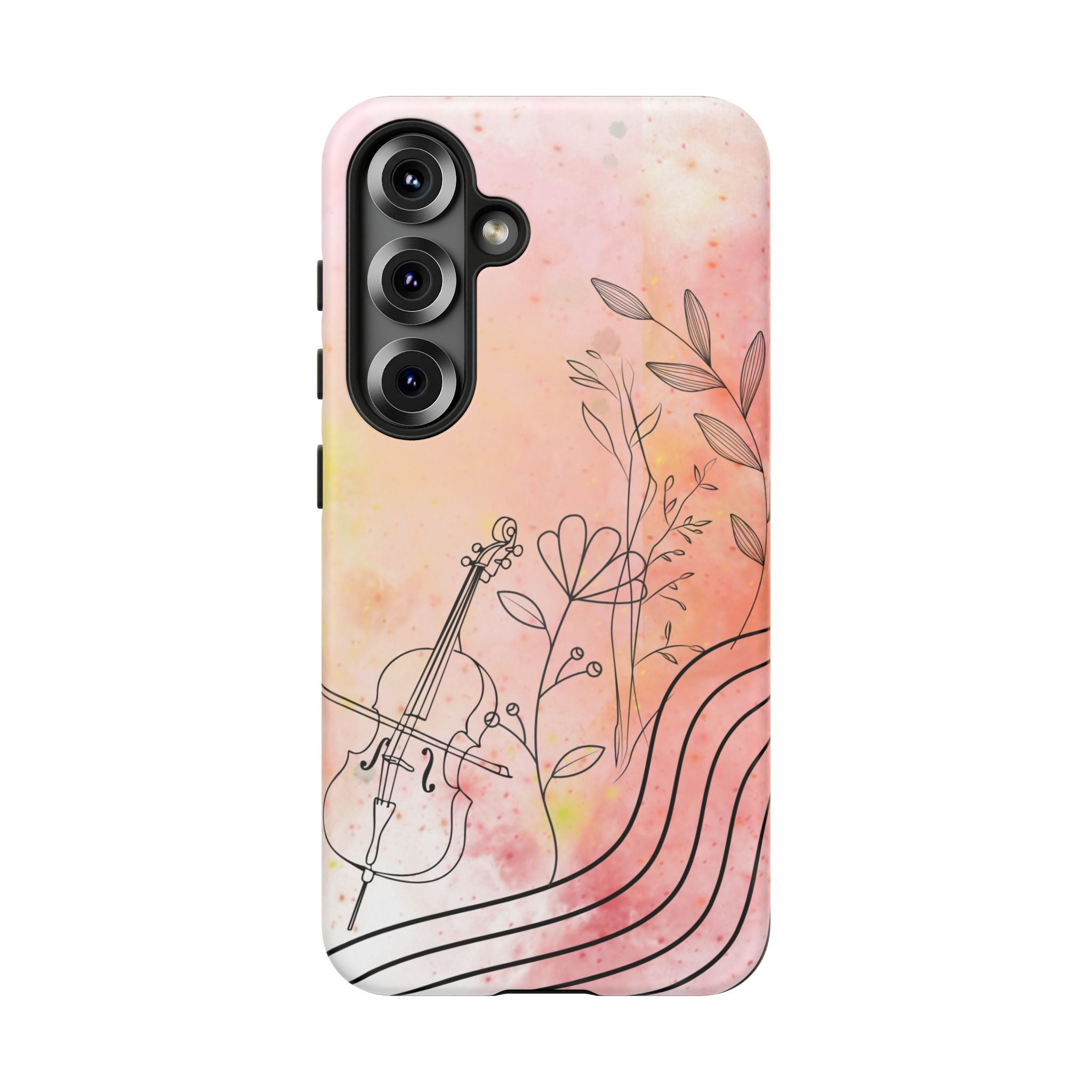 Étui Robuste Pour Violon Floral — Coque de Téléphone Musique Aquarelle