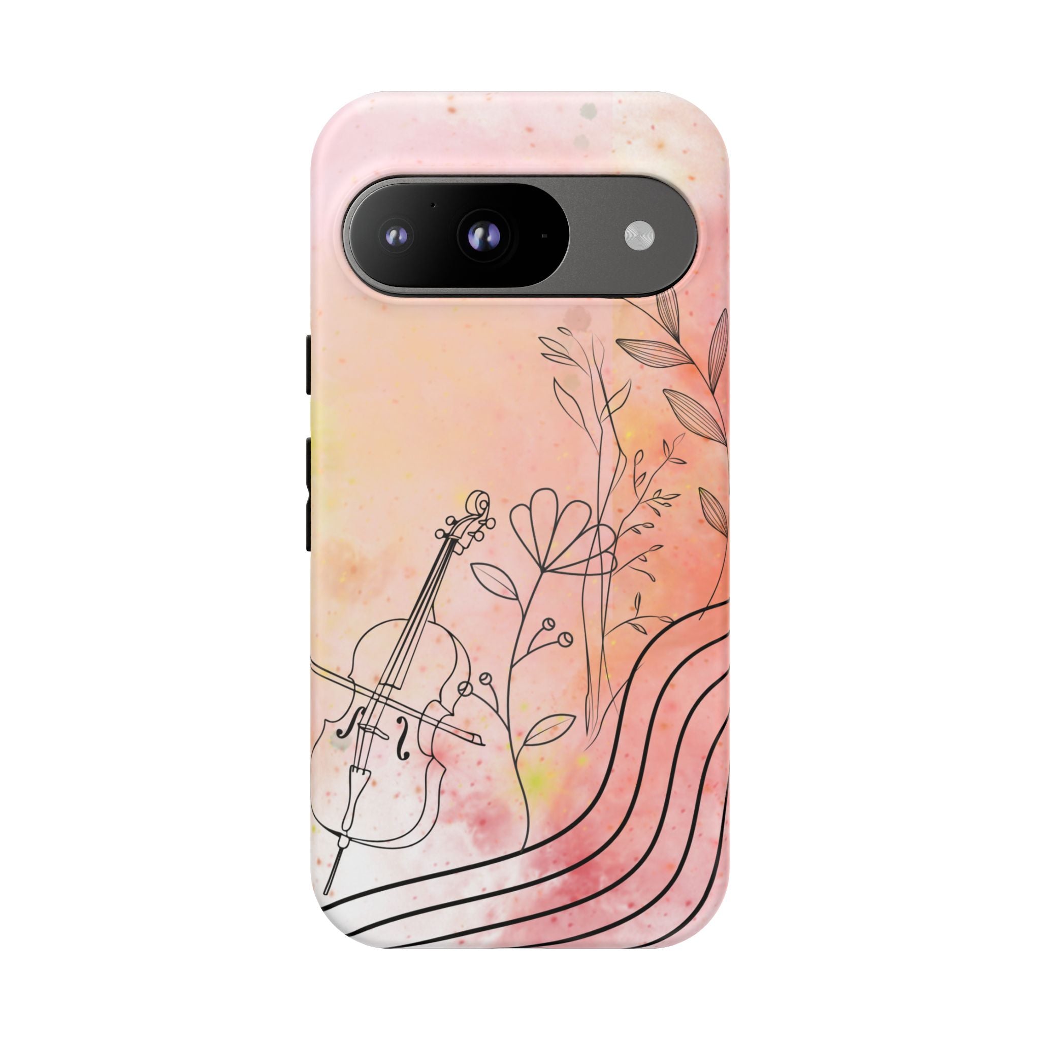 Étui Robuste Pour Violon Floral — Coque de Téléphone Musique Aquarelle