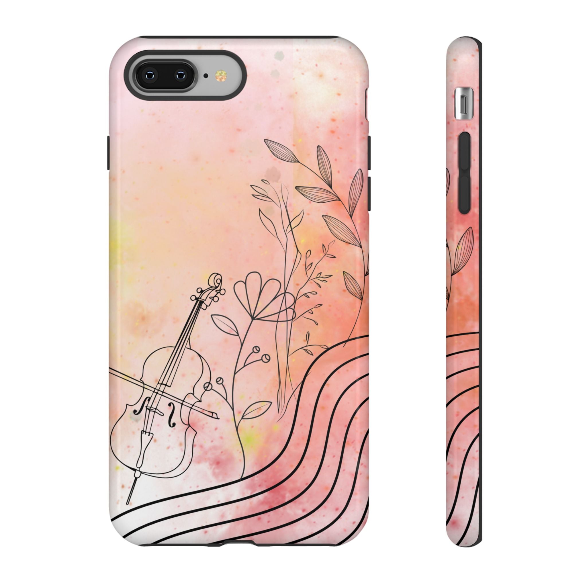 Étui Robuste Pour Violon Floral — Coque de Téléphone Musique Aquarelle