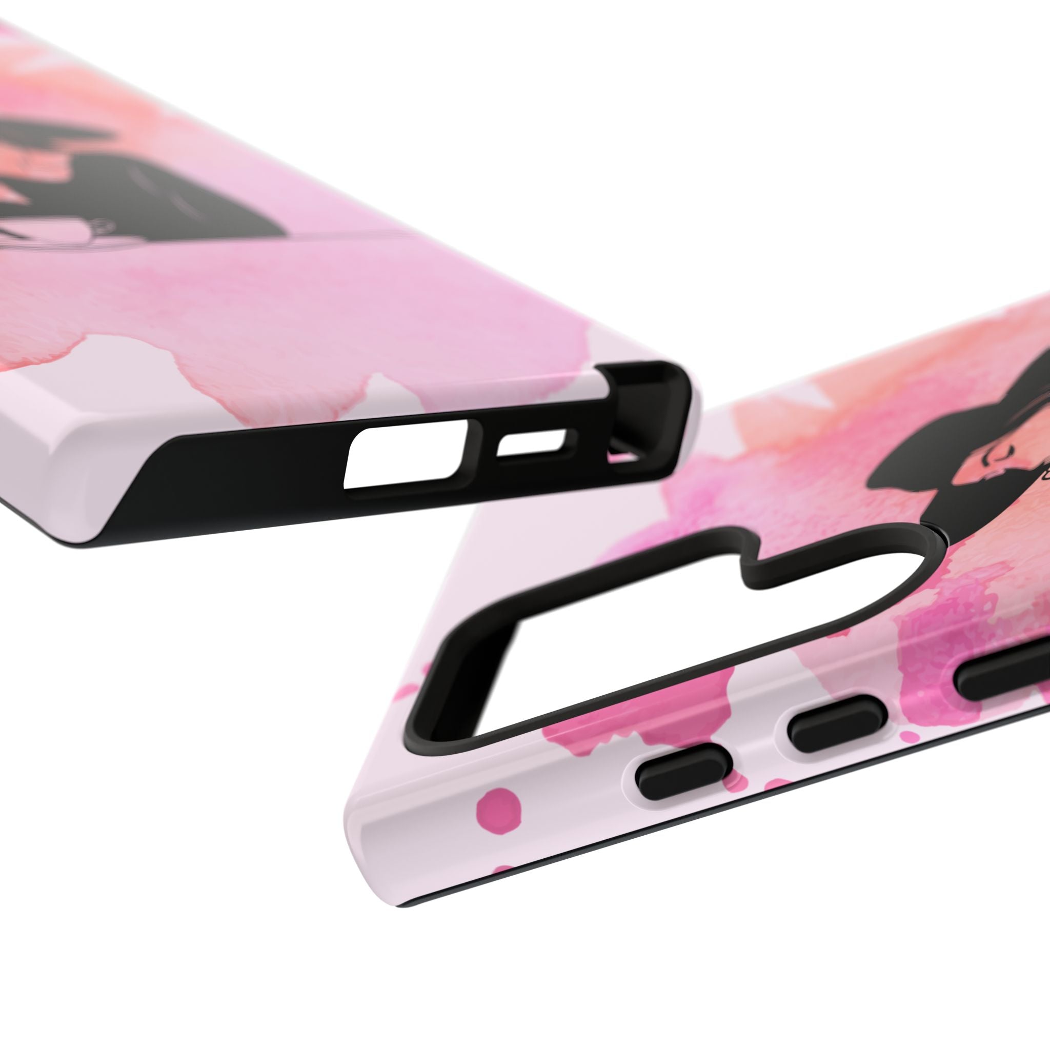 Coque de téléphone — Illustration de femme en aquarelle rose, housse de protection pour amateur de café