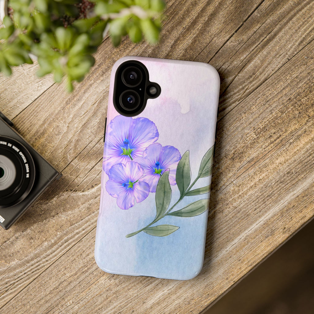 Coque de téléphone aquarelle florale – Bouquet de pétunias violets