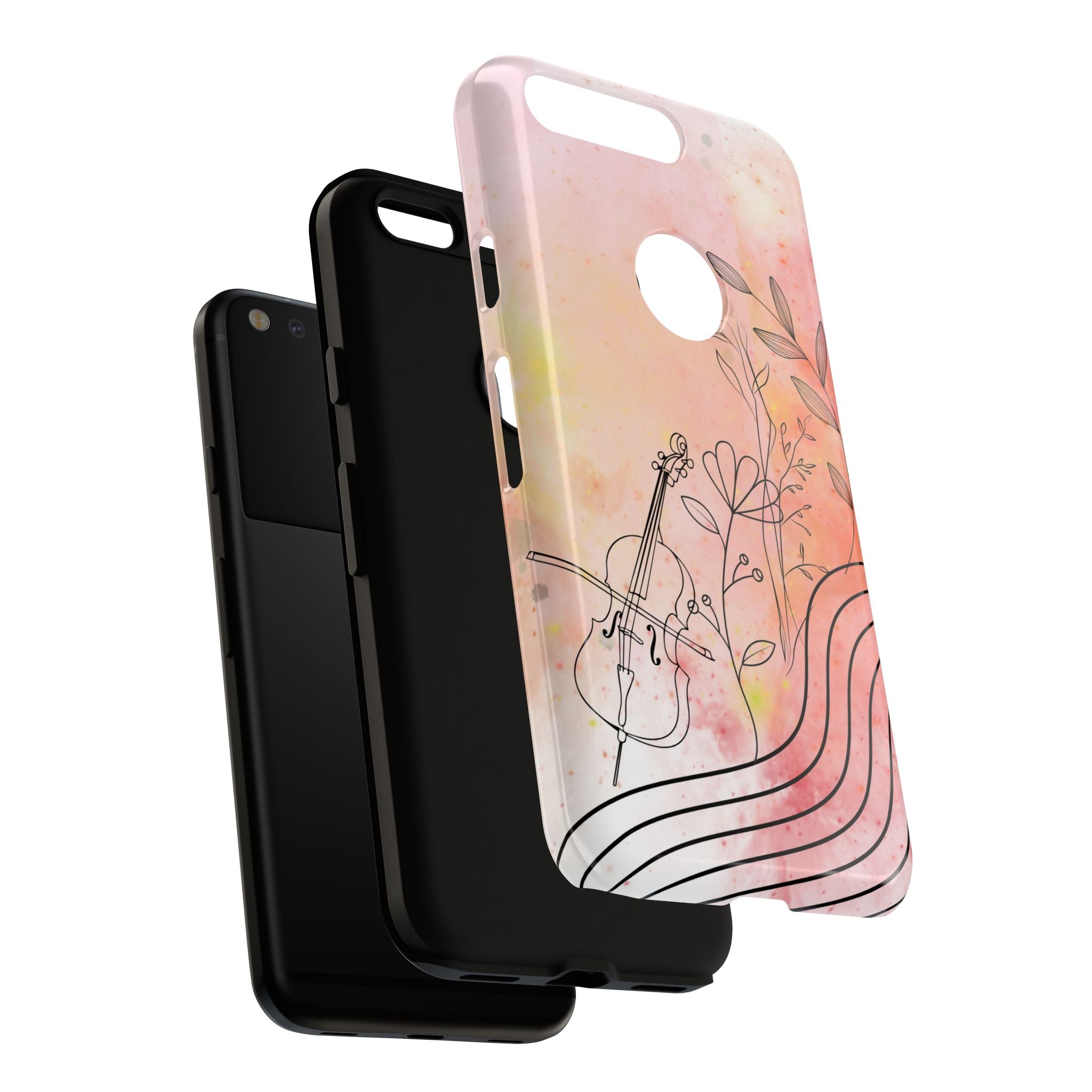 Étui Robuste Pour Violon Floral — Coque de Téléphone Musique Aquarelle