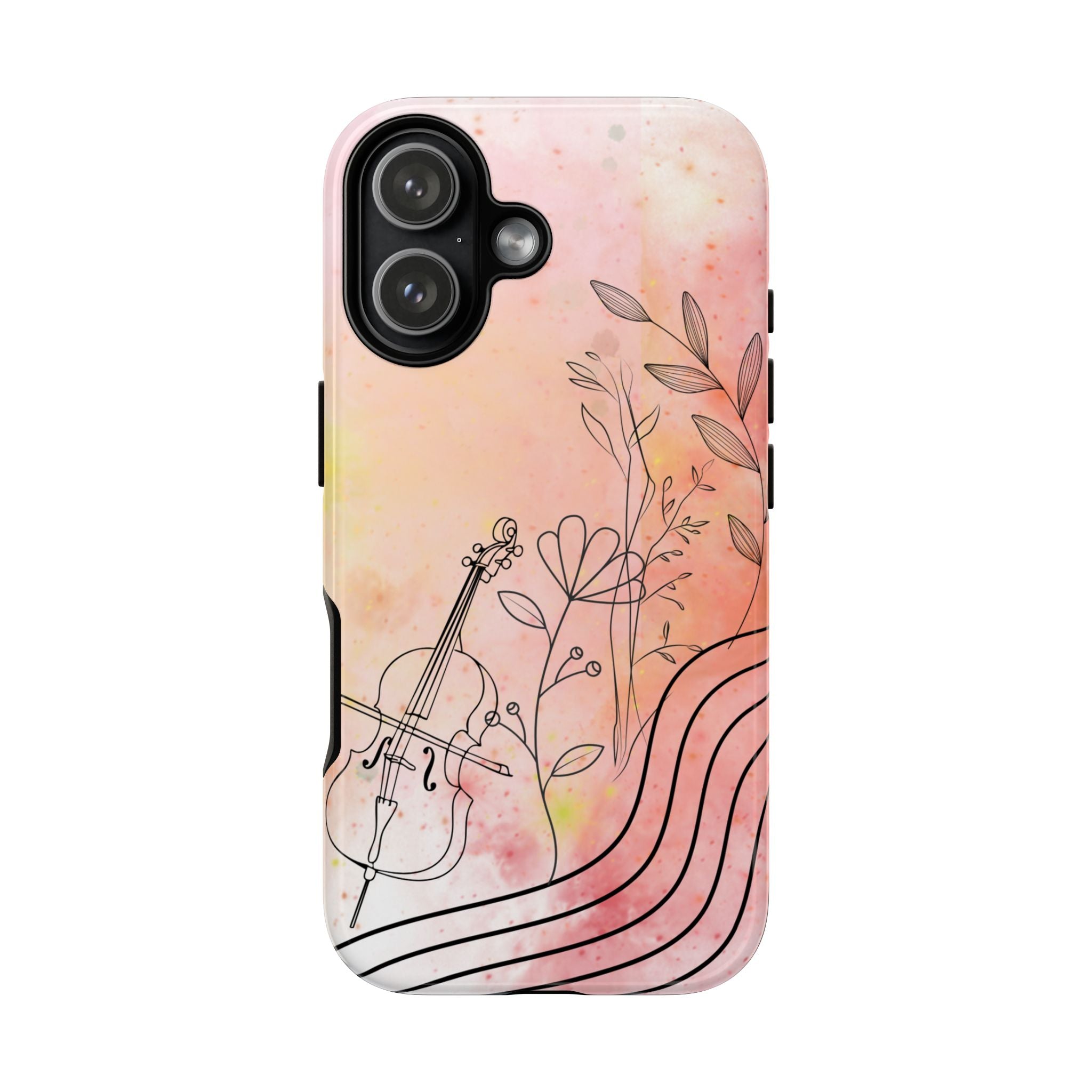 Étui Robuste Pour Violon Floral — Coque de Téléphone Musique Aquarelle
