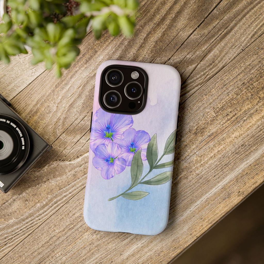 Coque de téléphone aquarelle florale – Bouquet de pétunias violets