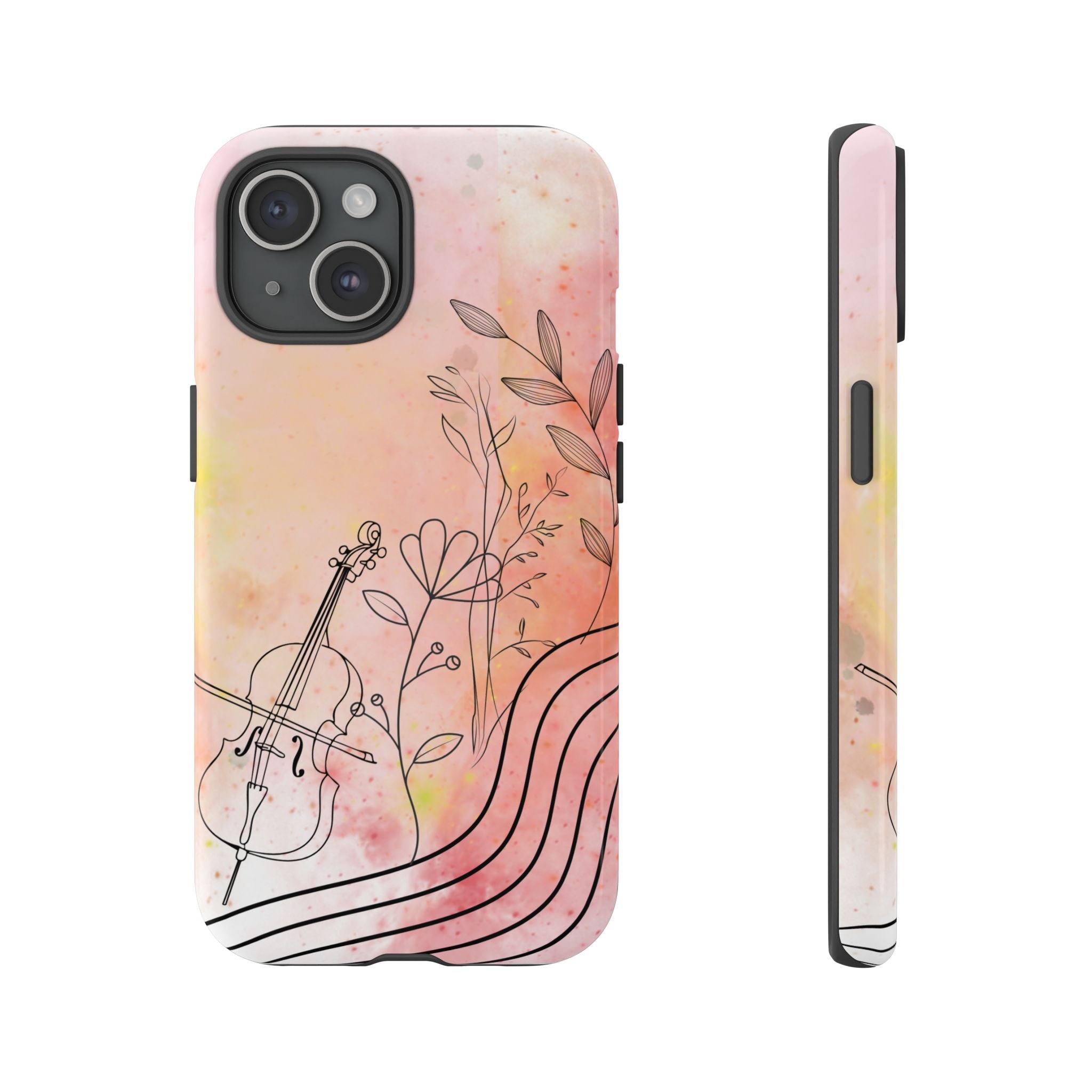 Étui Robuste Pour Violon Floral — Coque de Téléphone Musique Aquarelle
