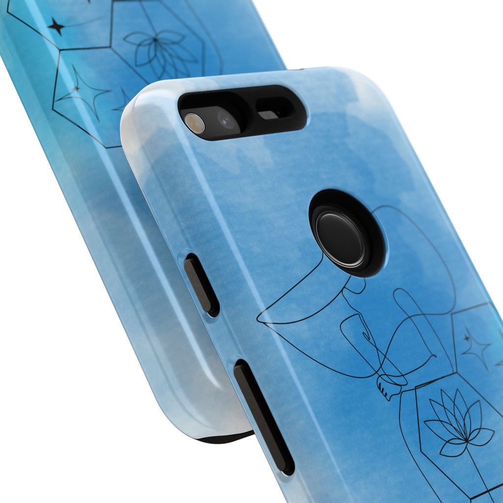 Coque de téléphone Abstraite bleue — Design Zen Lotus Hexagone