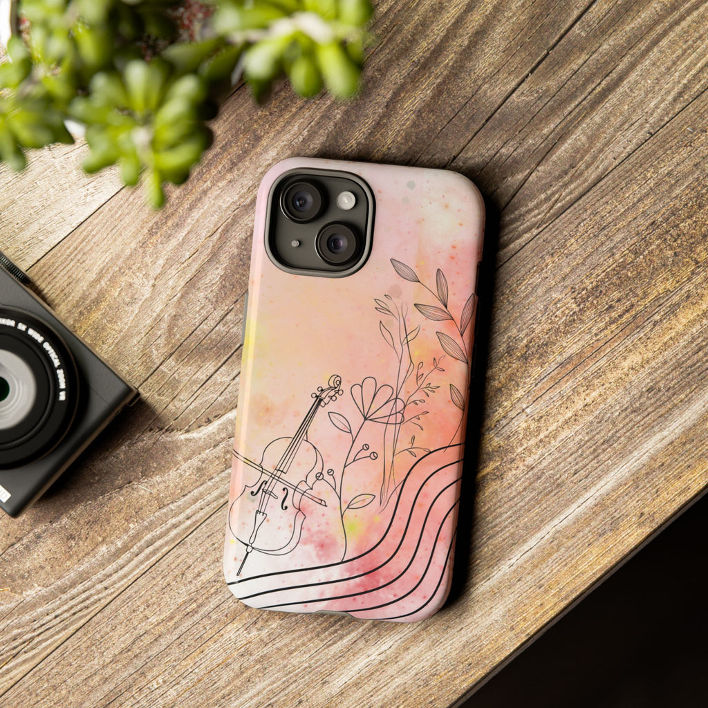Étui Robuste Pour Violon Floral — Coque de Téléphone Musique Aquarelle