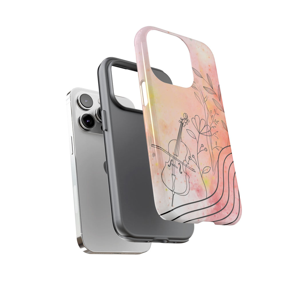 Étui Robuste Pour Violon Floral — Coque de Téléphone Musique Aquarelle