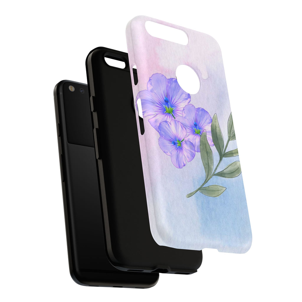 Coque de téléphone aquarelle florale – Bouquet de pétunias violets