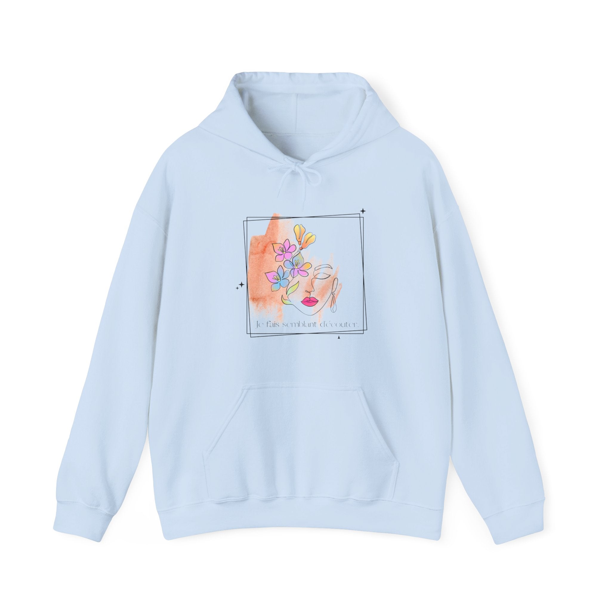 Hoodie aquarelle visage floral — Hoodie d'art abstrait féminin