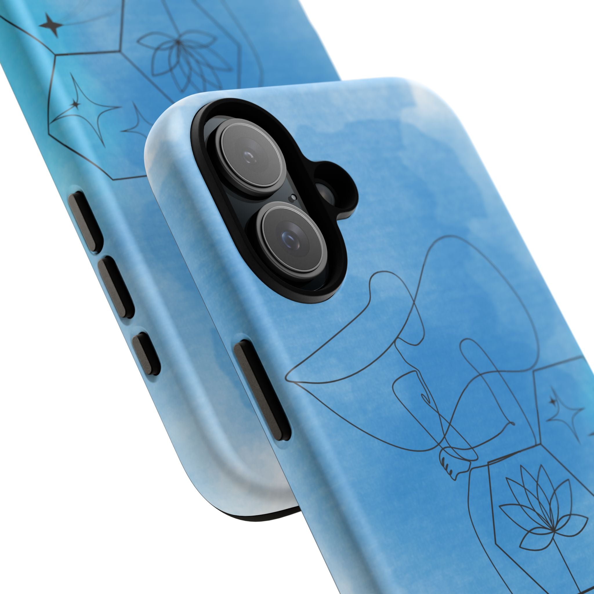Coque de téléphone Abstraite bleue — Design Zen Lotus Hexagone