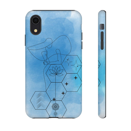 Coque de téléphone Abstraite bleue — Design Zen Lotus Hexagone
