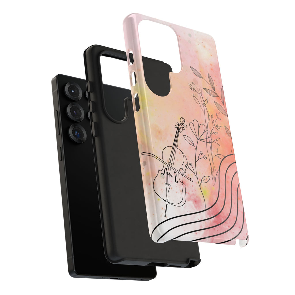 Étui Robuste Pour Violon Floral — Coque de Téléphone Musique Aquarelle