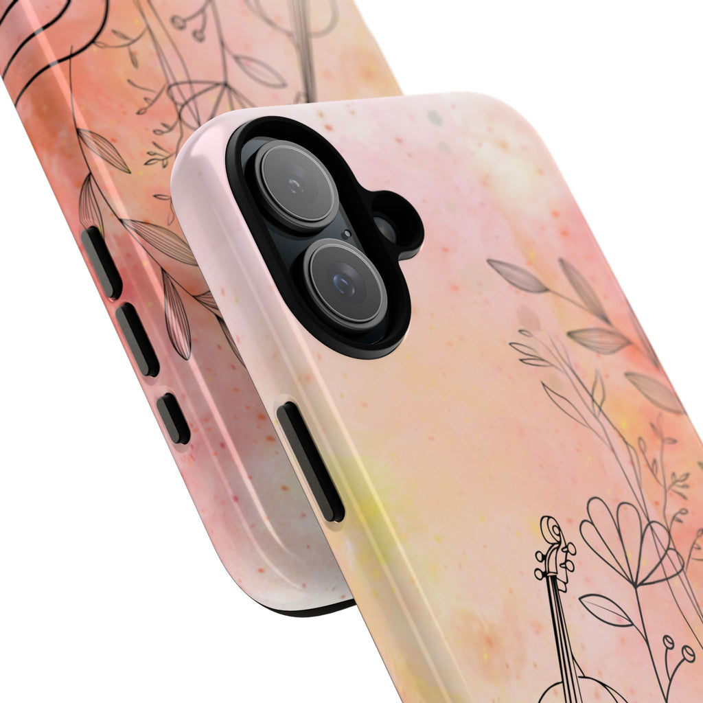 Étui Robuste Pour Violon Floral — Coque de Téléphone Musique Aquarelle