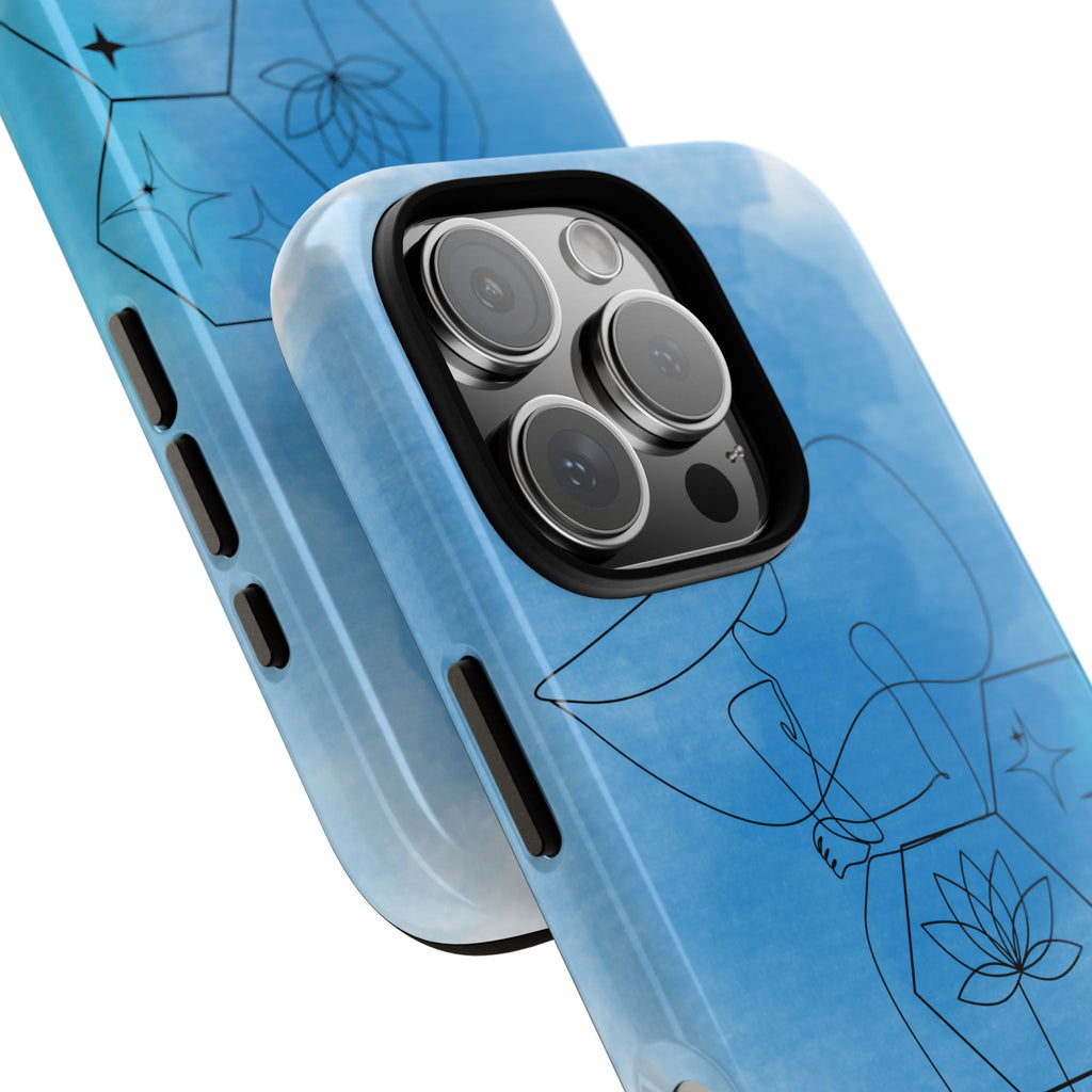 Coque de téléphone Abstraite bleue — Design Zen Lotus Hexagone