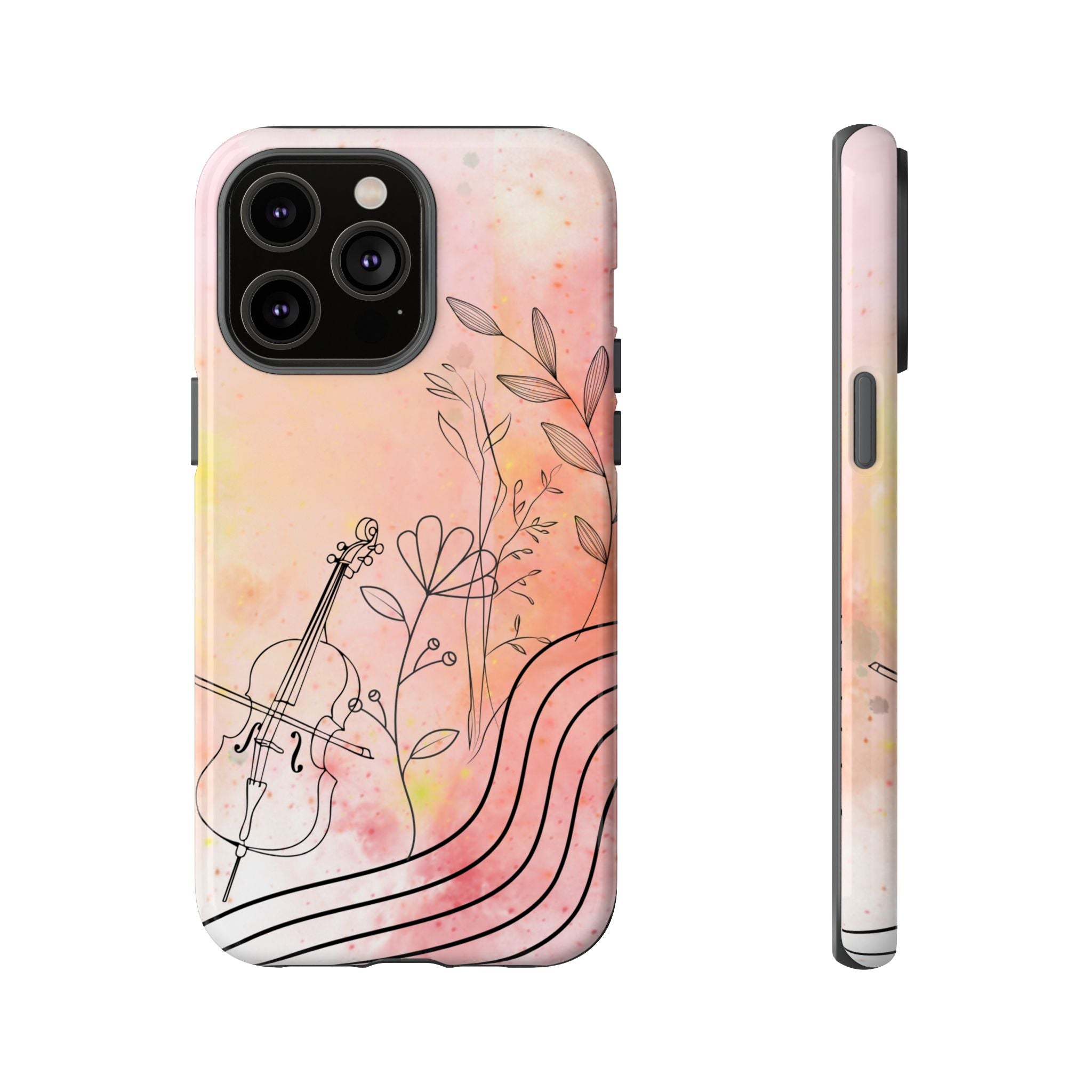 Étui Robuste Pour Violon Floral — Coque de Téléphone Musique Aquarelle