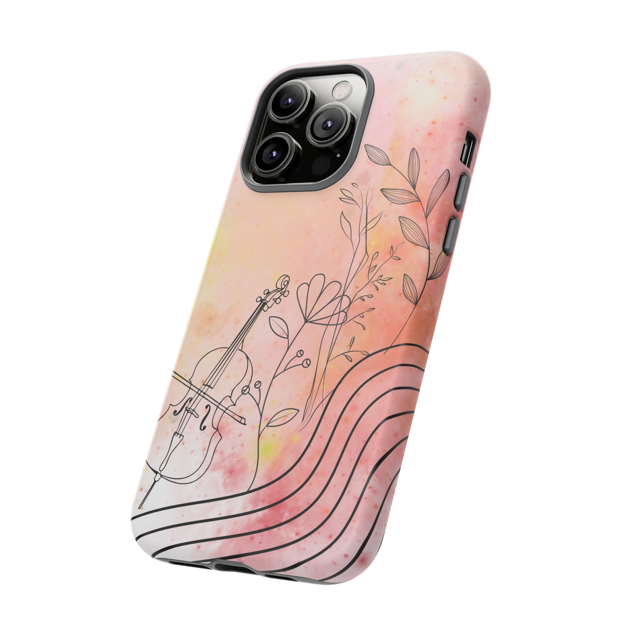 Étui Robuste Pour Violon Floral — Coque de Téléphone Musique Aquarelle