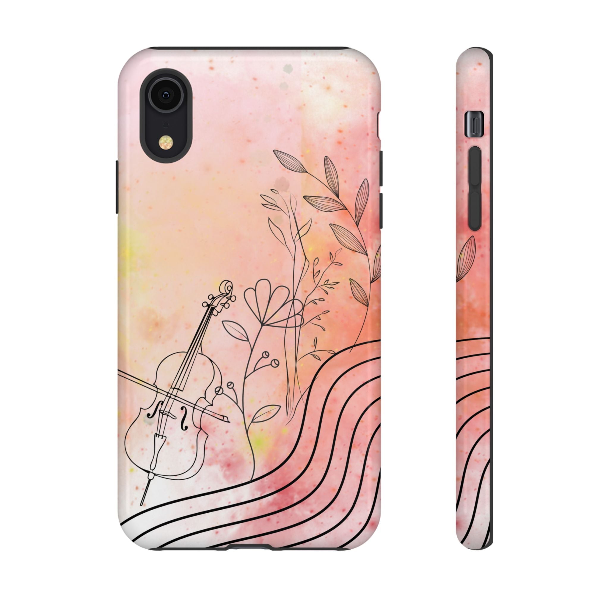 Étui Robuste Pour Violon Floral — Coque de Téléphone Musique Aquarelle