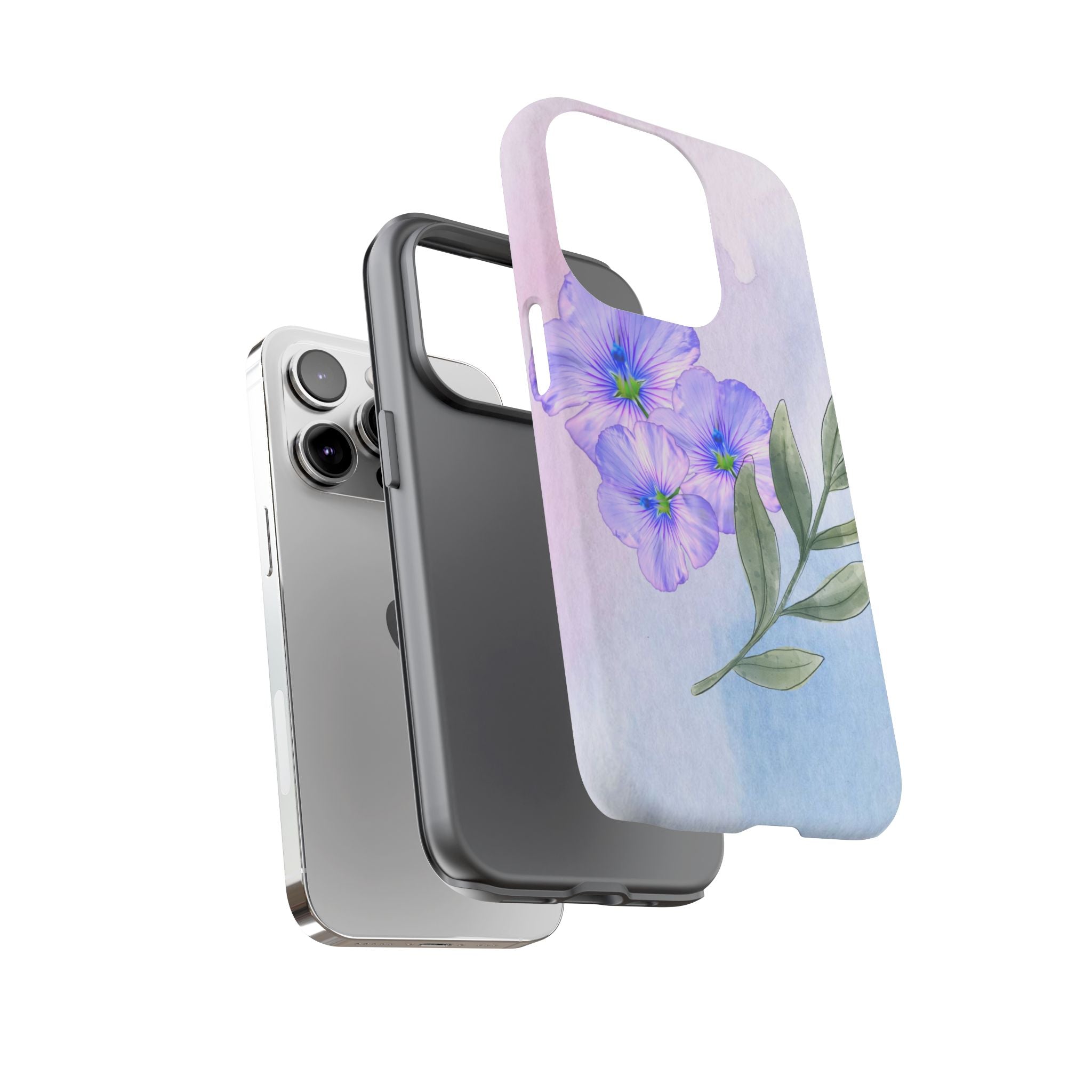Coque de téléphone aquarelle florale – Bouquet de pétunias violets