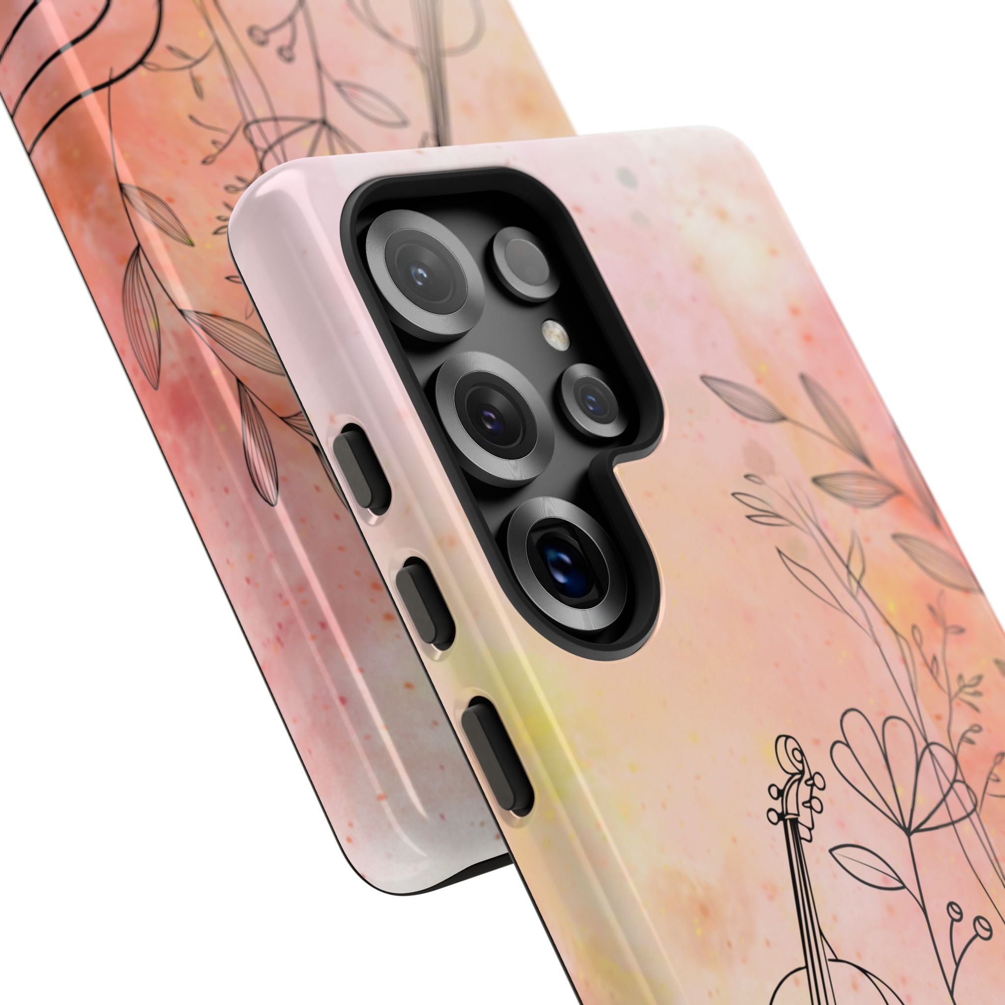 Étui Robuste Pour Violon Floral — Coque de Téléphone Musique Aquarelle