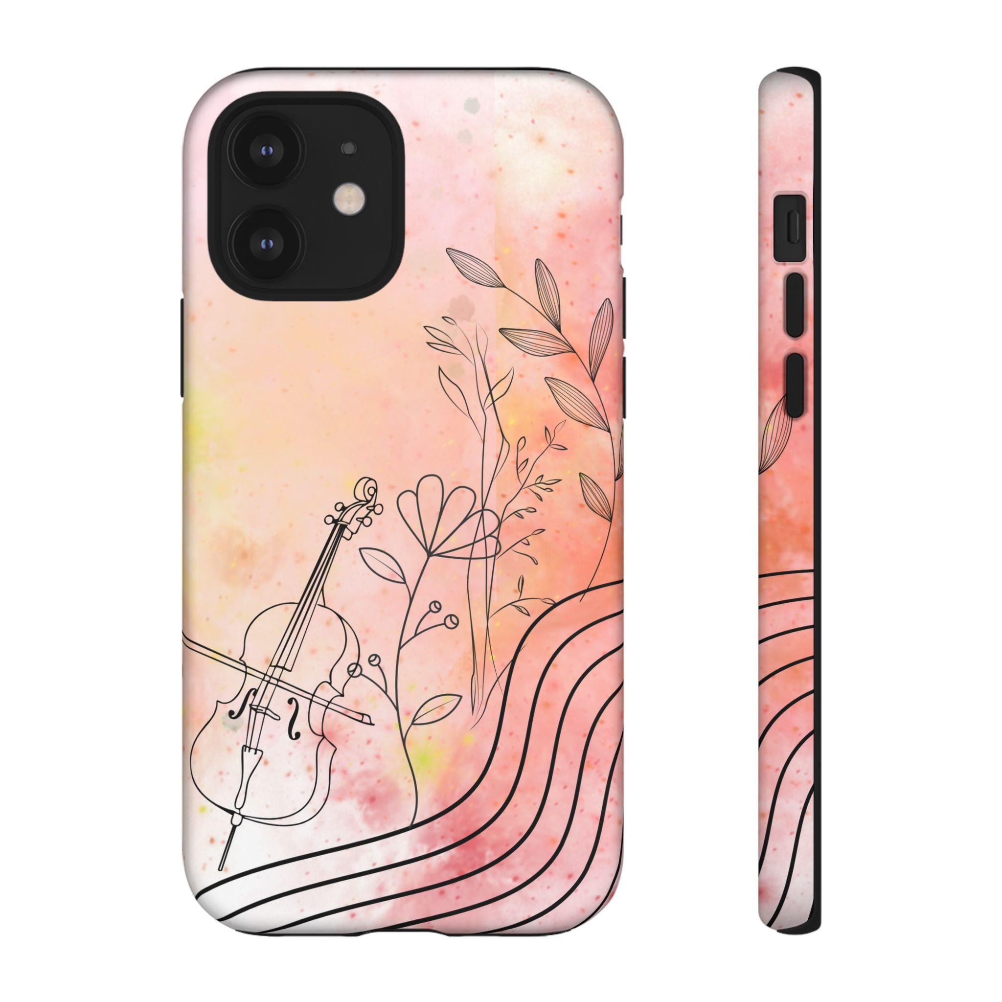 Étui Robuste Pour Violon Floral — Coque de Téléphone Musique Aquarelle