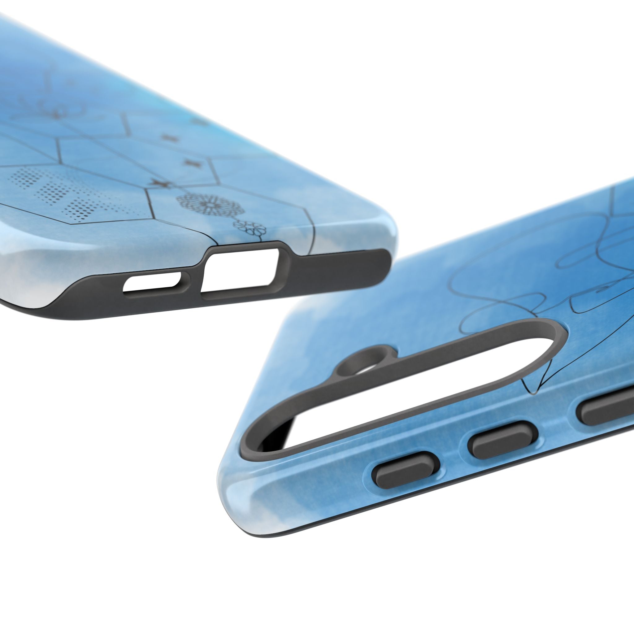 Coque de téléphone Abstraite bleue — Design Zen Lotus Hexagone