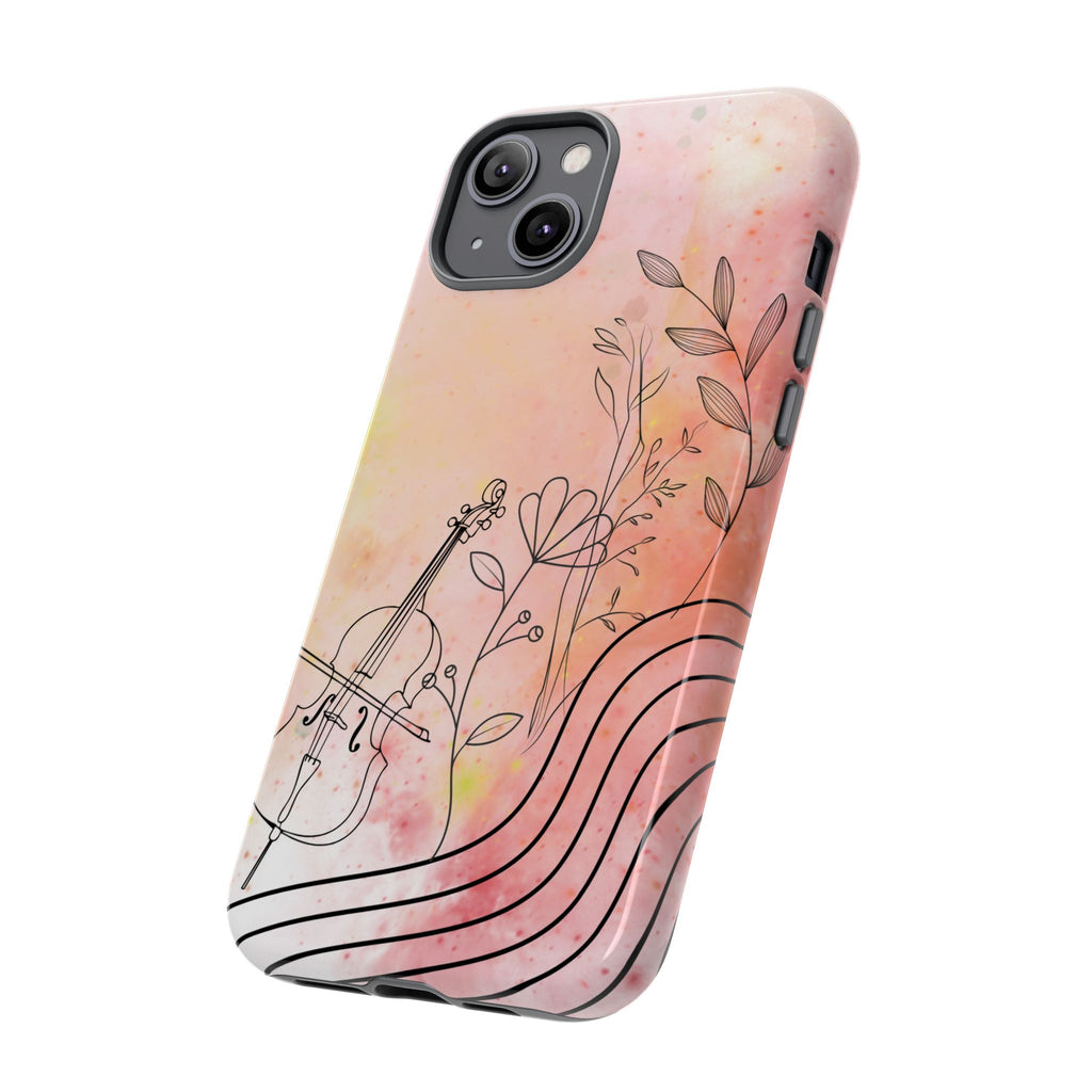 Étui Robuste Pour Violon Floral — Coque de Téléphone Musique Aquarelle