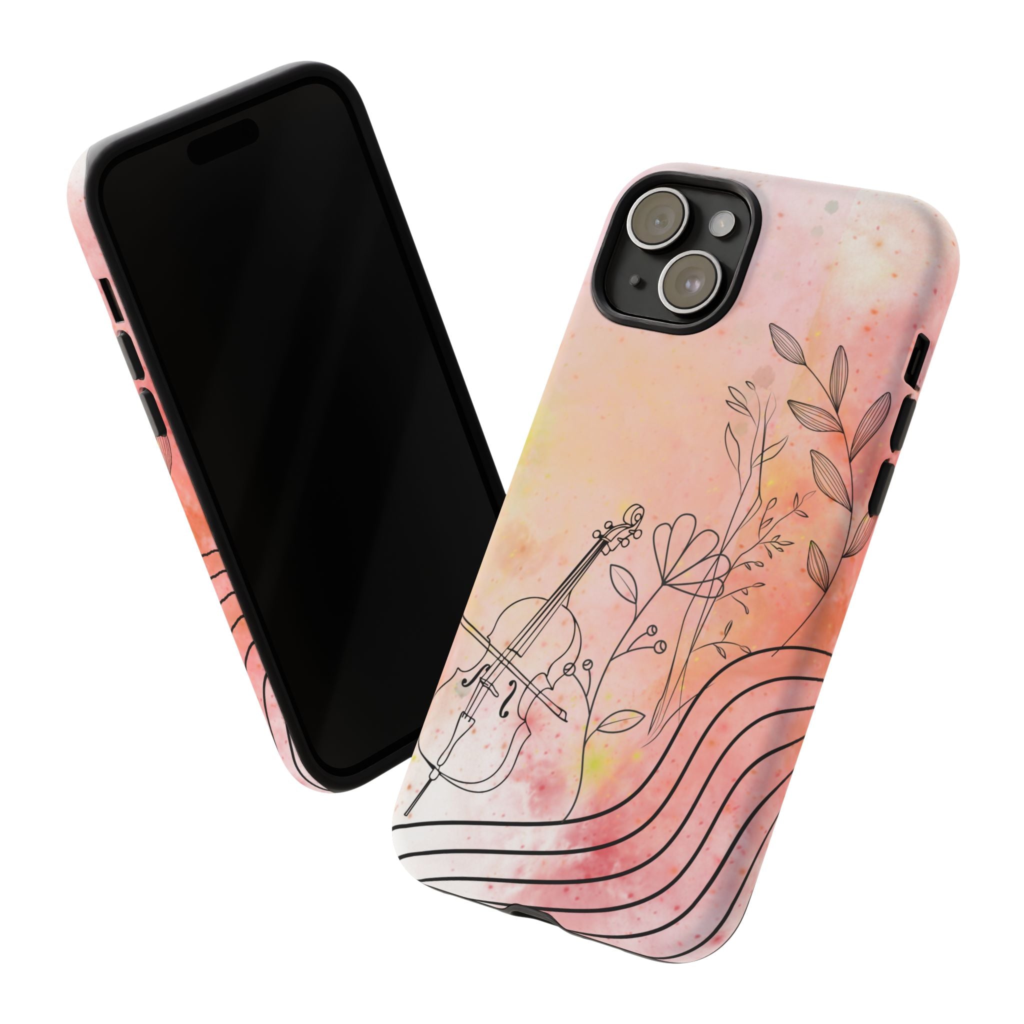 Étui Robuste Pour Violon Floral — Coque de Téléphone Musique Aquarelle