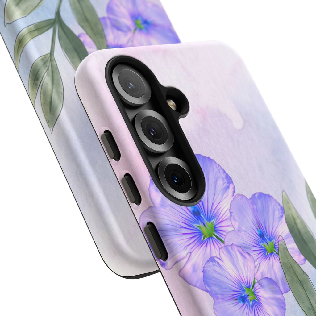Coque de téléphone aquarelle florale – Bouquet de pétunias violets