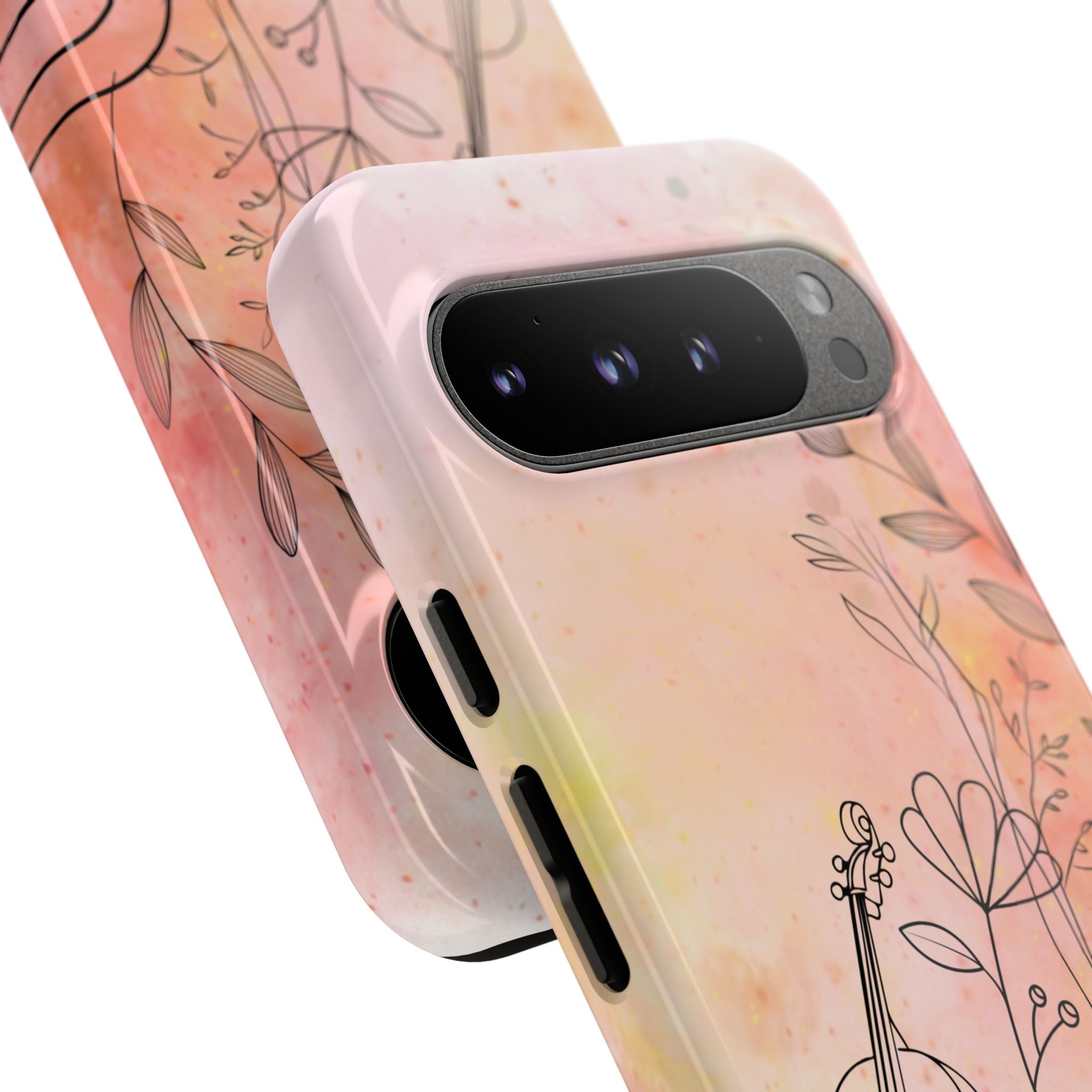 Étui Robuste Pour Violon Floral — Coque de Téléphone Musique Aquarelle