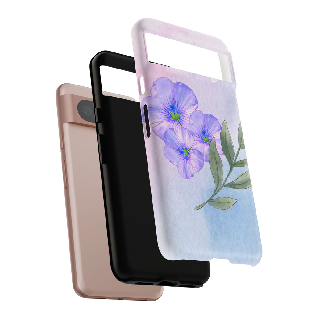 Coque de téléphone aquarelle florale – Bouquet de pétunias violets