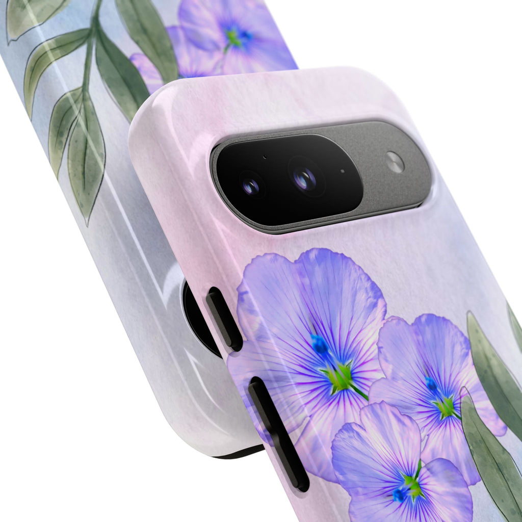Coque de téléphone aquarelle florale – Bouquet de pétunias violets