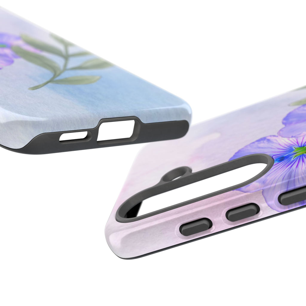 Coque de téléphone aquarelle florale – Bouquet de pétunias violets