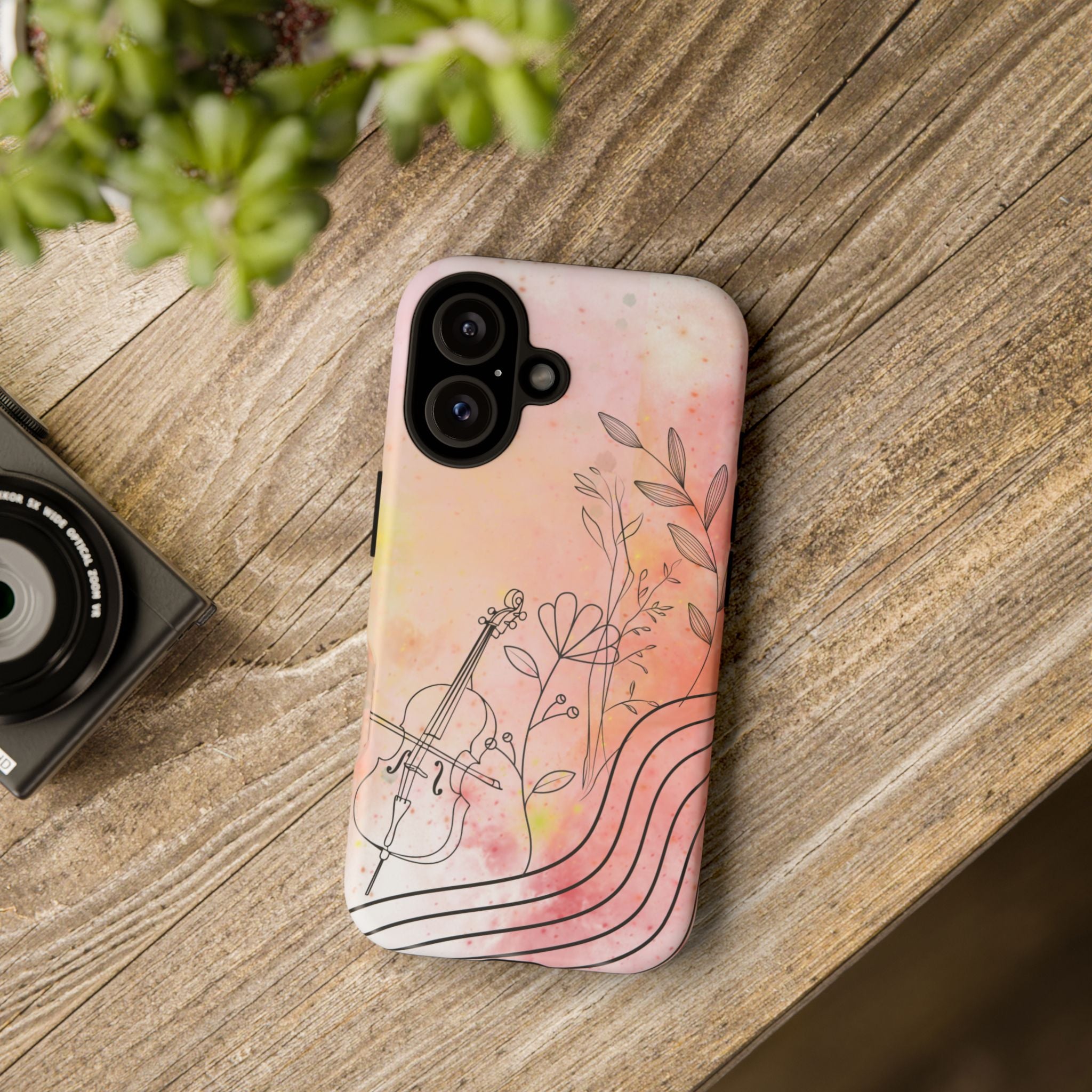 Étui Robuste Pour Violon Floral — Coque de Téléphone Musique Aquarelle