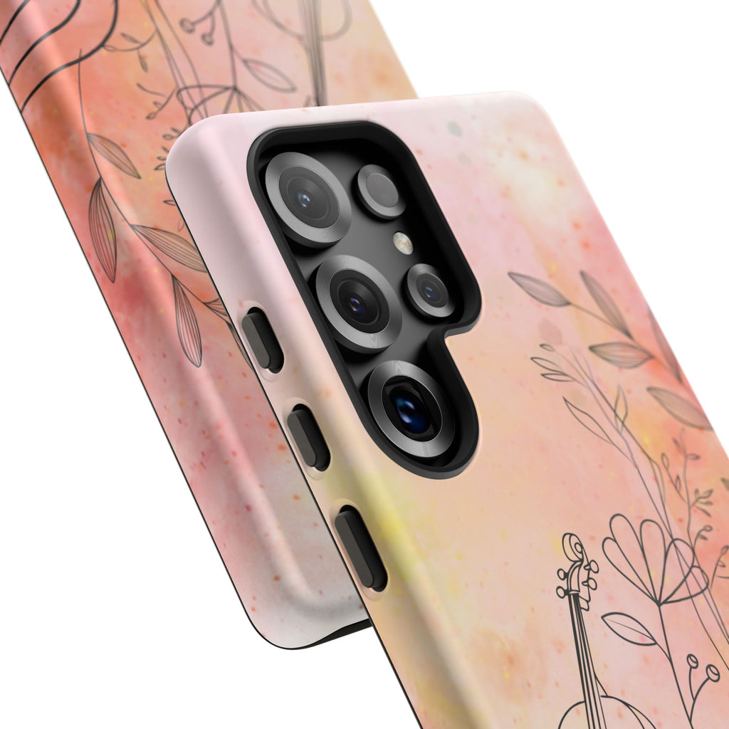 Étui Robuste Pour Violon Floral — Coque de Téléphone Musique Aquarelle