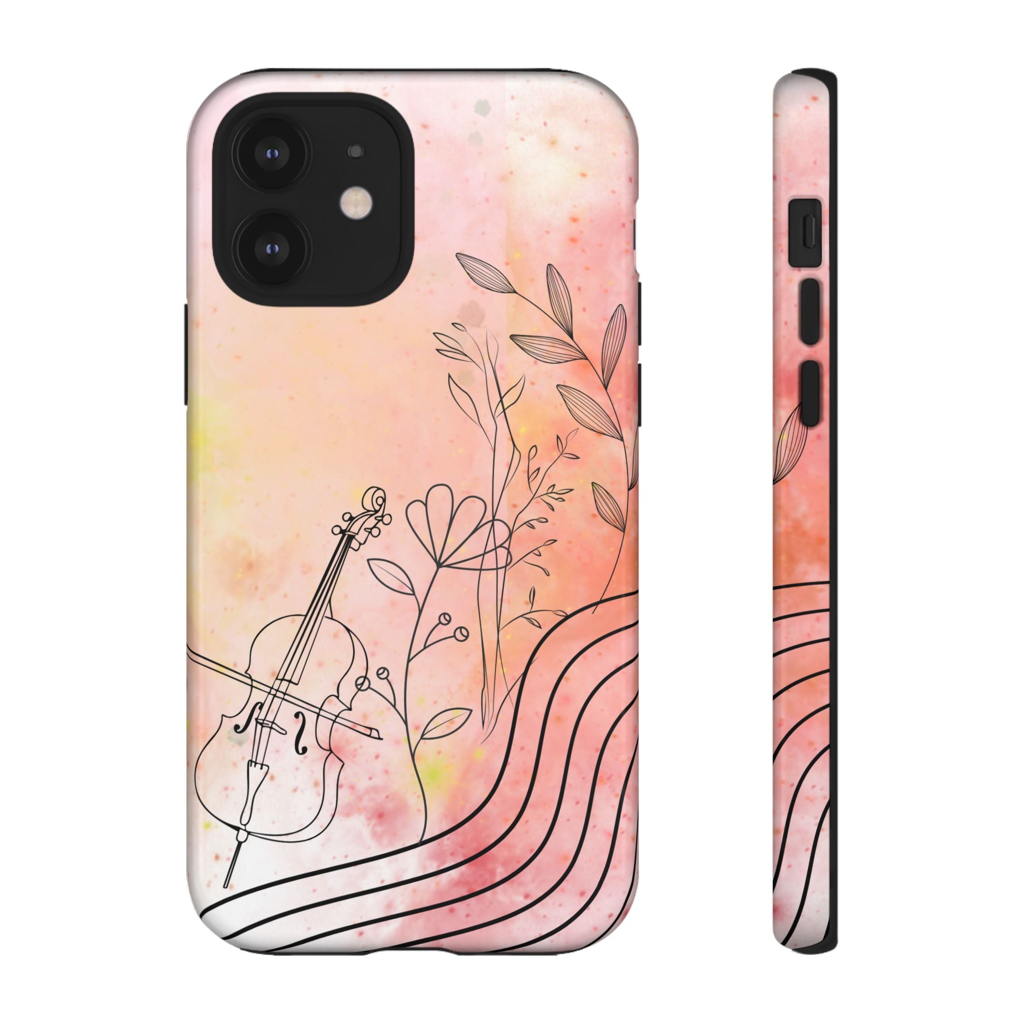 Étui Robuste Pour Violon Floral — Coque de Téléphone Musique Aquarelle