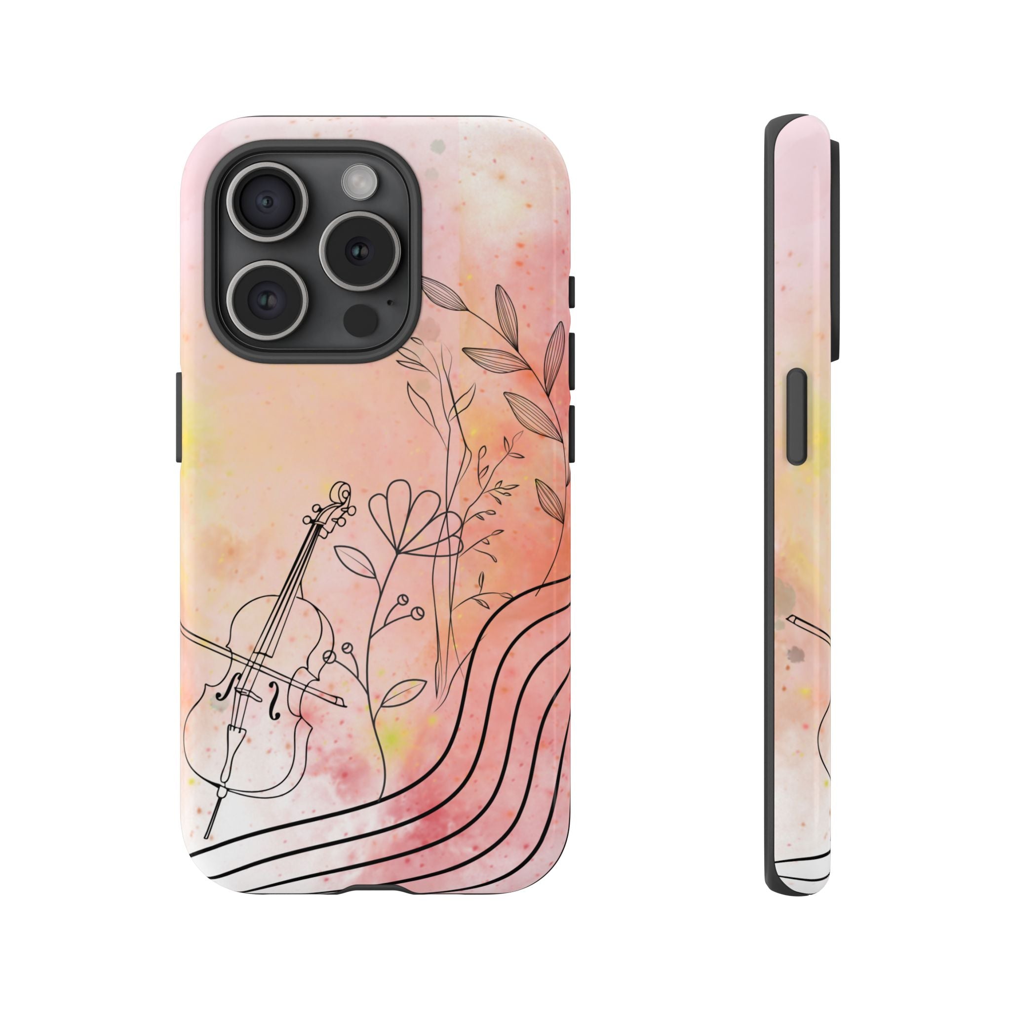 Étui Robuste Pour Violon Floral — Coque de Téléphone Musique Aquarelle