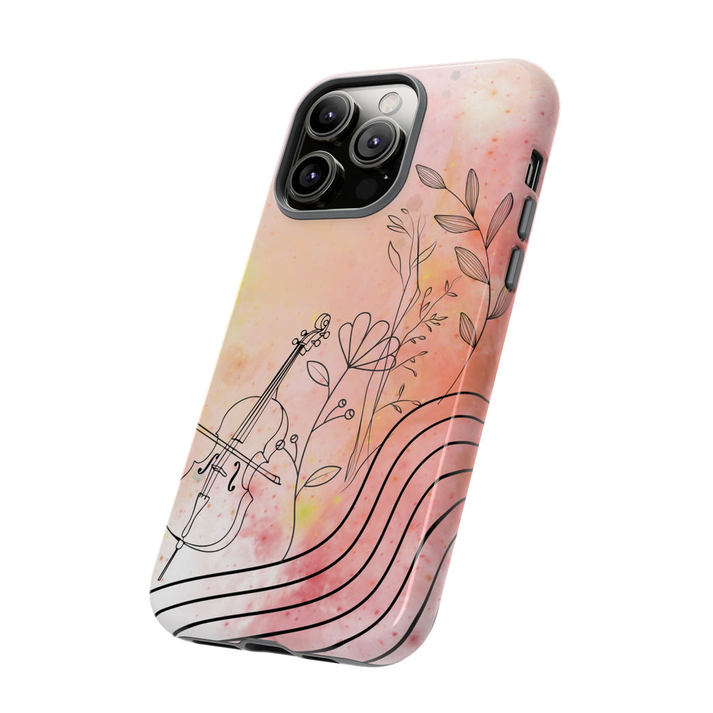 Étui Robuste Pour Violon Floral — Coque de Téléphone Musique Aquarelle