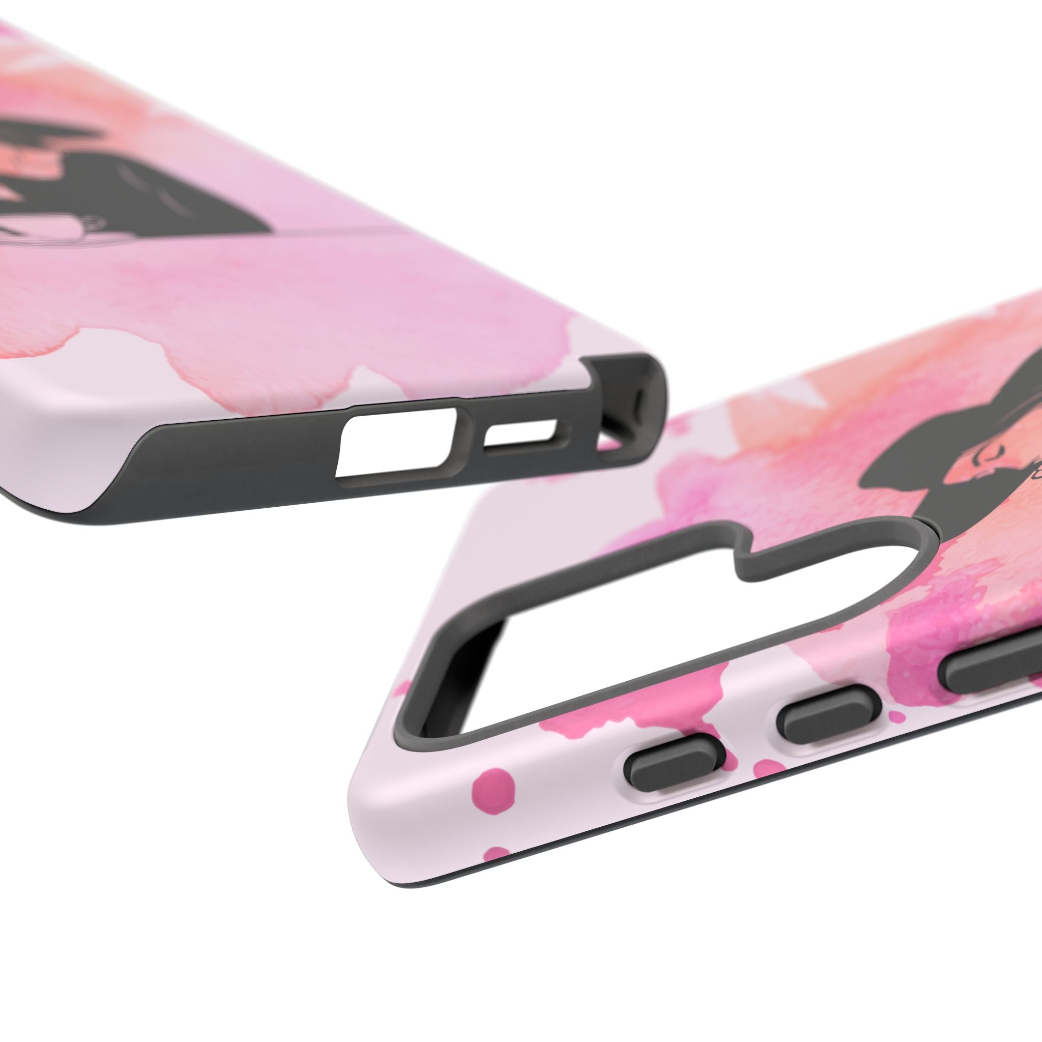 Coque de téléphone — Illustration de femme en aquarelle rose, housse de protection pour amateur de café