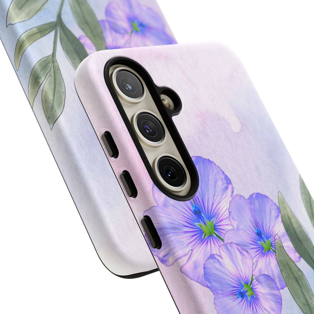 Coque de téléphone aquarelle florale – Bouquet de pétunias violets