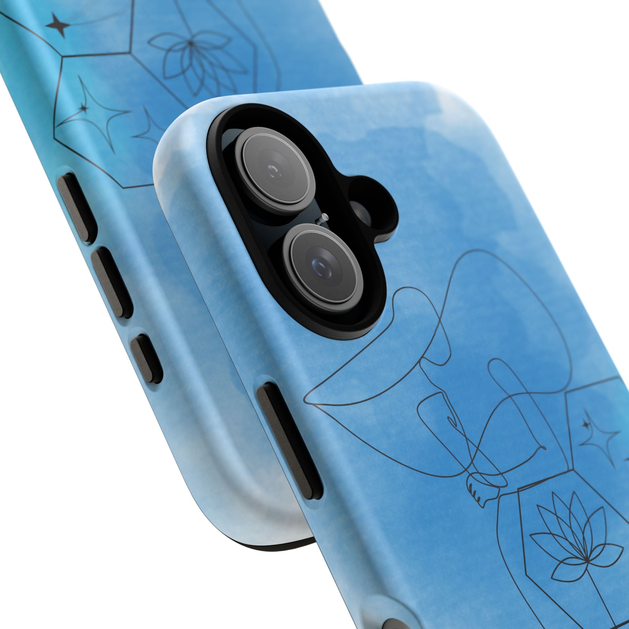 Coque de téléphone Abstraite bleue — Design Zen Lotus Hexagone