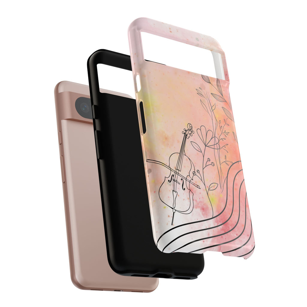Étui Robuste Pour Violon Floral — Coque de Téléphone Musique Aquarelle