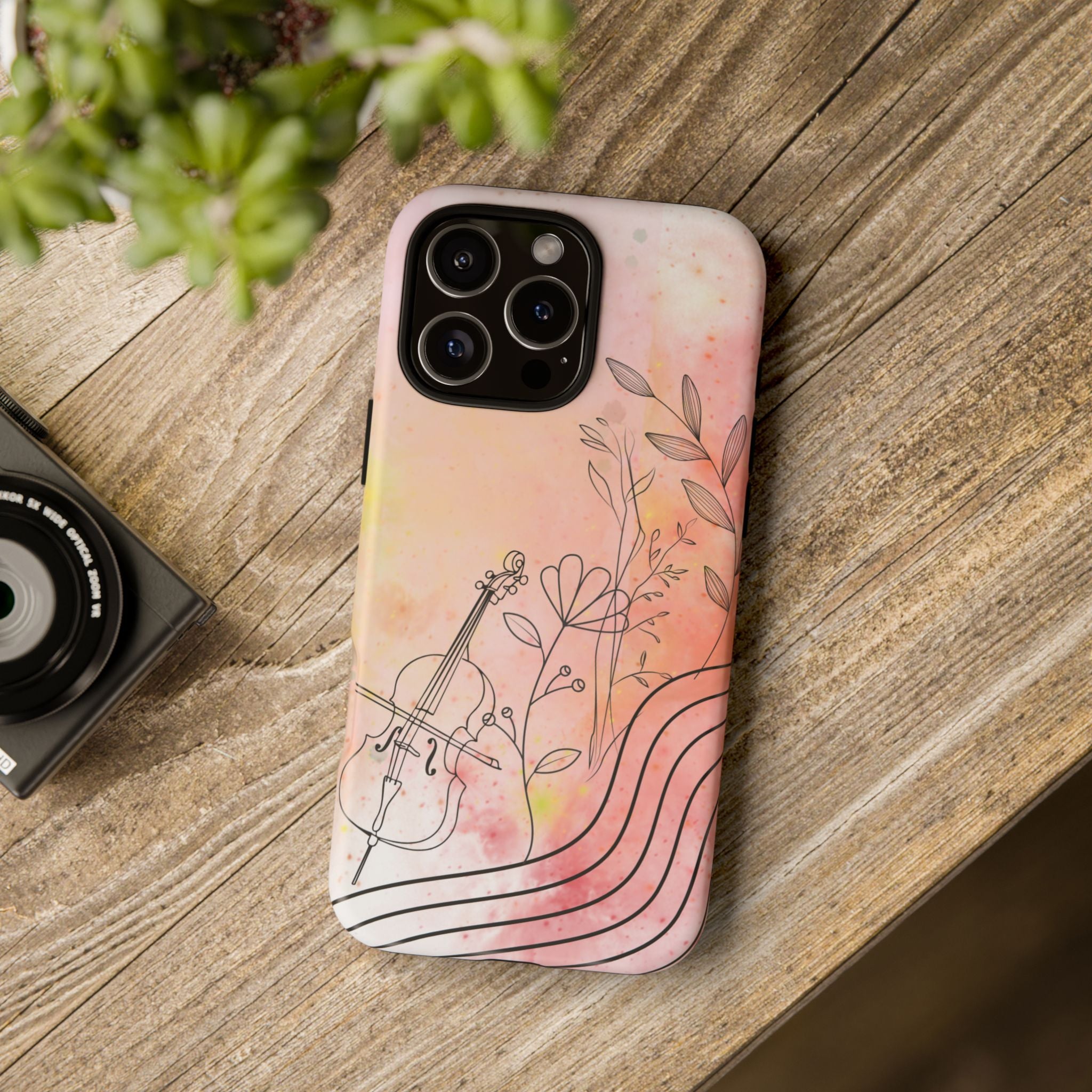 Étui Robuste Pour Violon Floral — Coque de Téléphone Musique Aquarelle