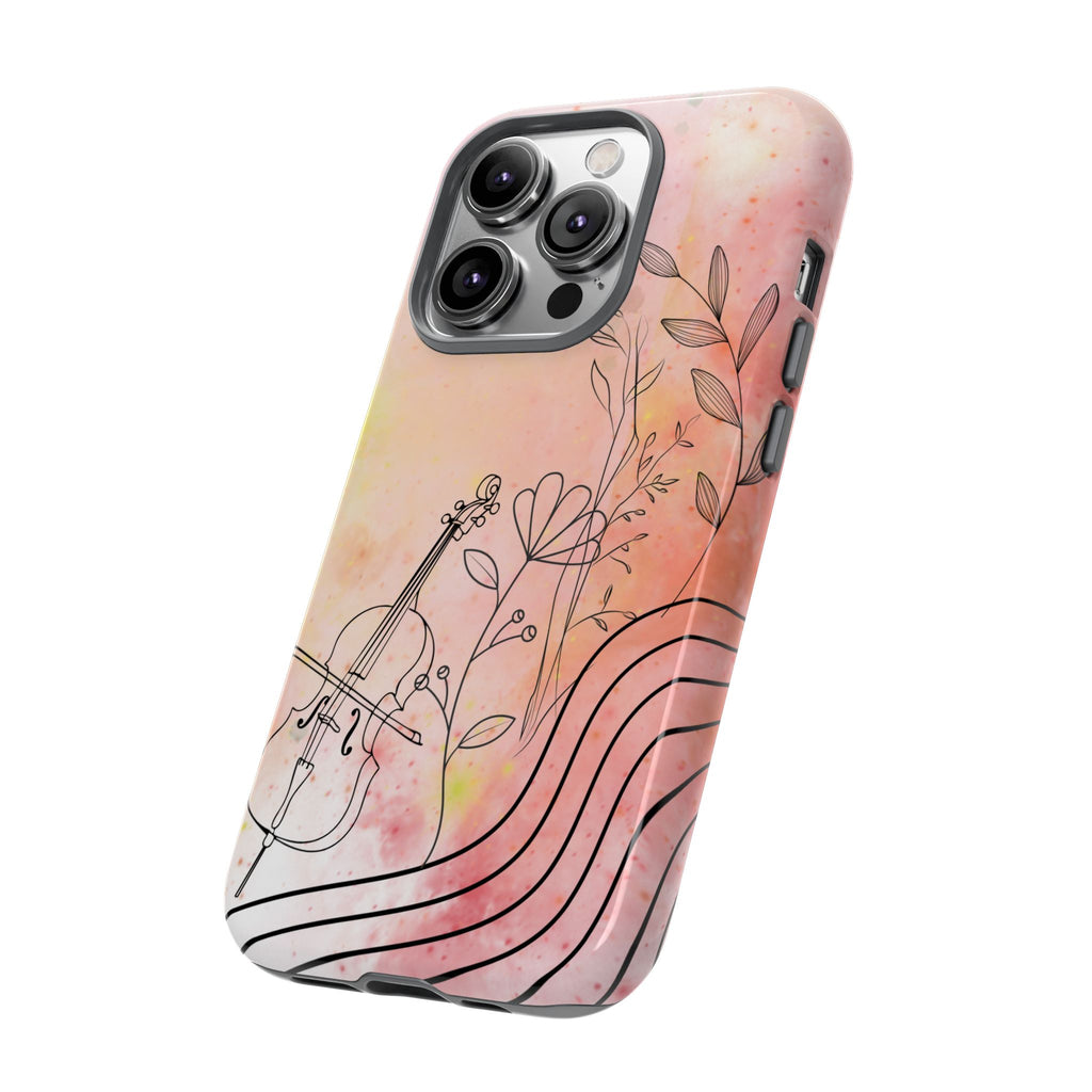 Étui Robuste Pour Violon Floral — Coque de Téléphone Musique Aquarelle