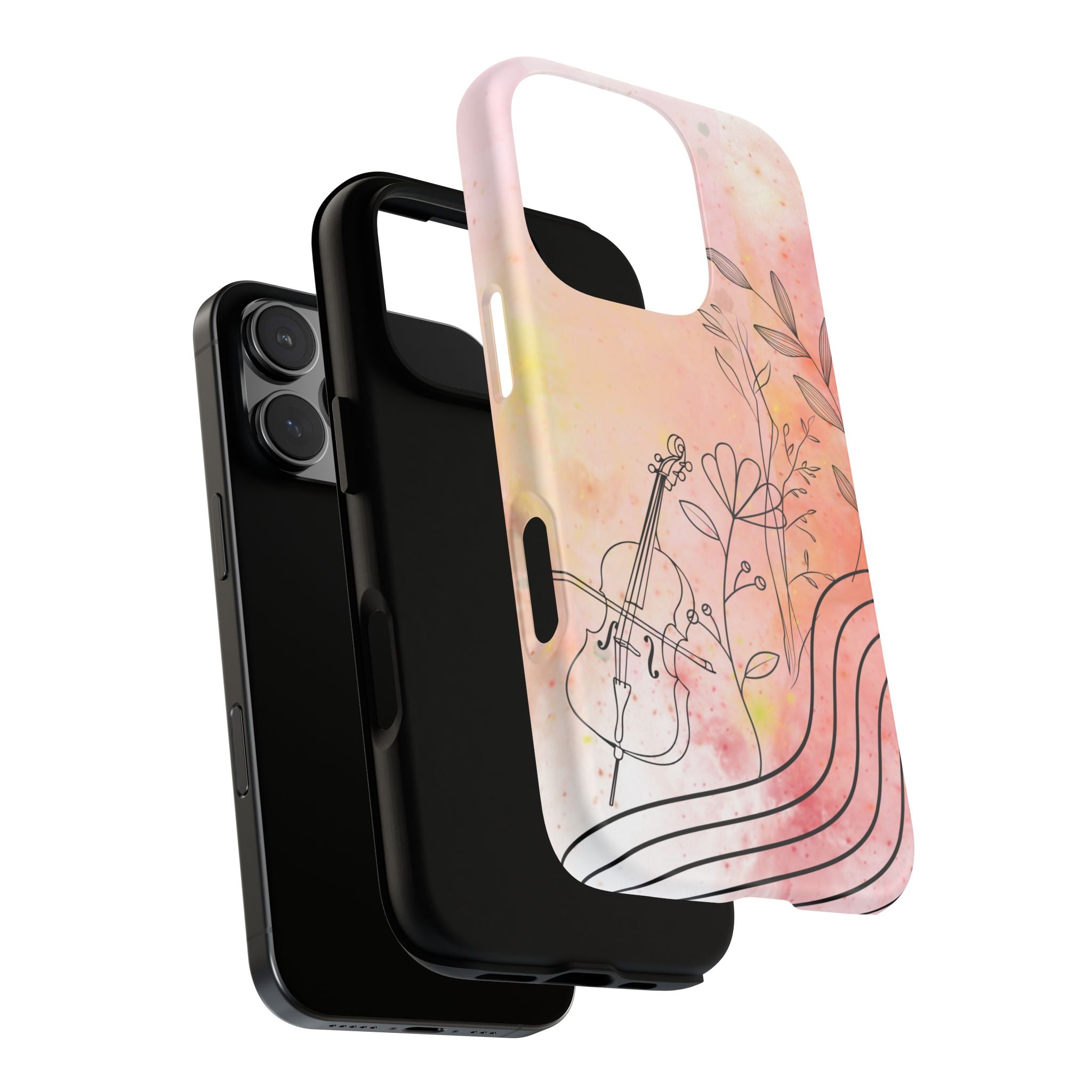 Étui Robuste Pour Violon Floral — Coque de Téléphone Musique Aquarelle