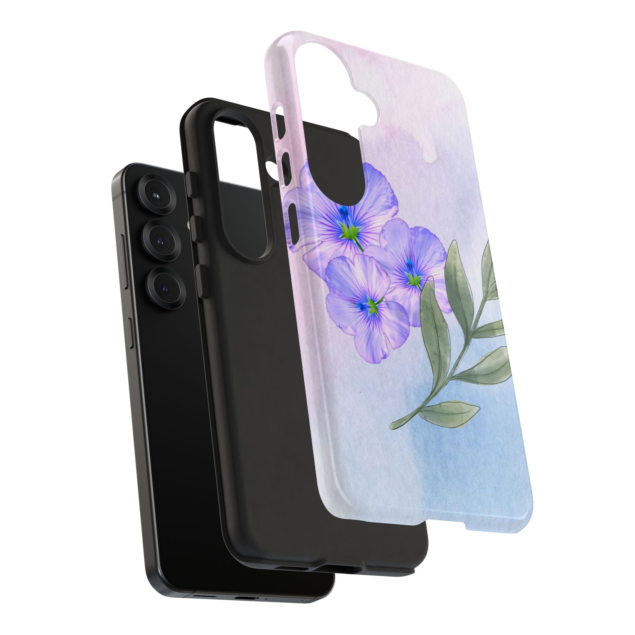 Coque de téléphone aquarelle florale – Bouquet de pétunias violets